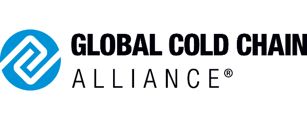 Logo for the Global Cold Chain Alliance featuring a blue circular icon with a white abstract design next to the organization’s name in bold black and gray text.